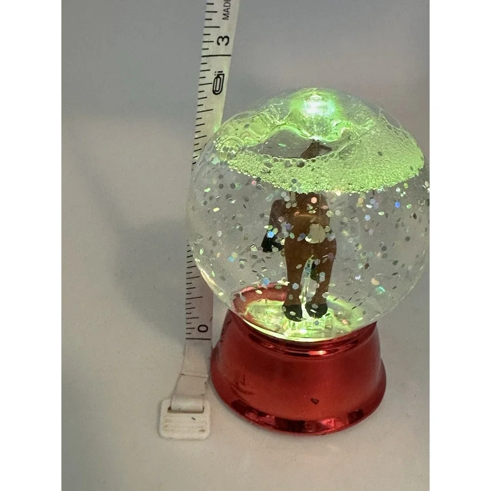 Light Up Reindeer Snow Globe Red Base Glitter Holiday Christmas‎ Decor